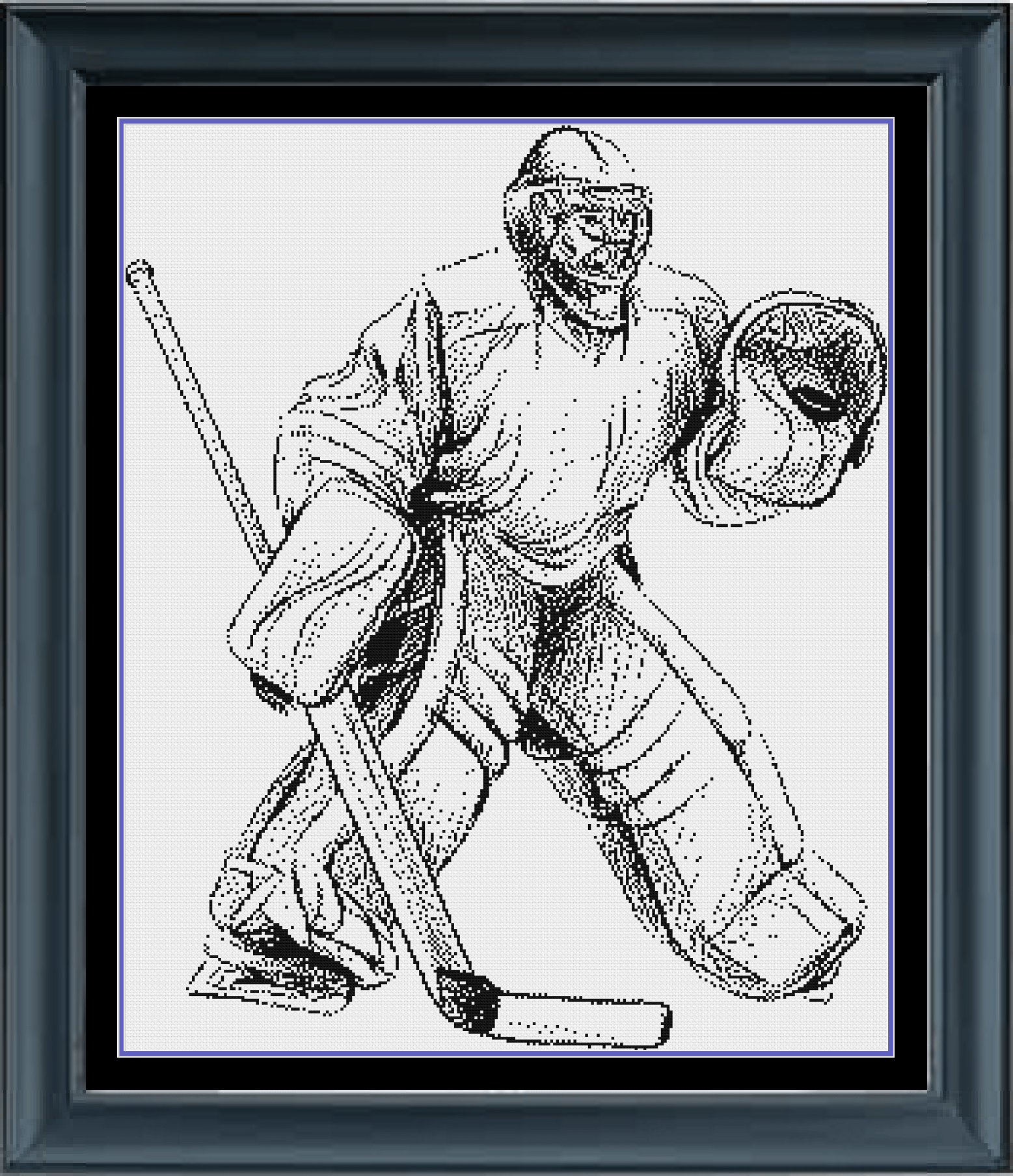 Stitching Jules Design Cross Stitch Pattern Instant PDF Download - $11 Hockey Cross Stitch Pattern | Goalie Cross Stitch Pattern | Blackwork | Instant PDF Download And Physical Pattern Options